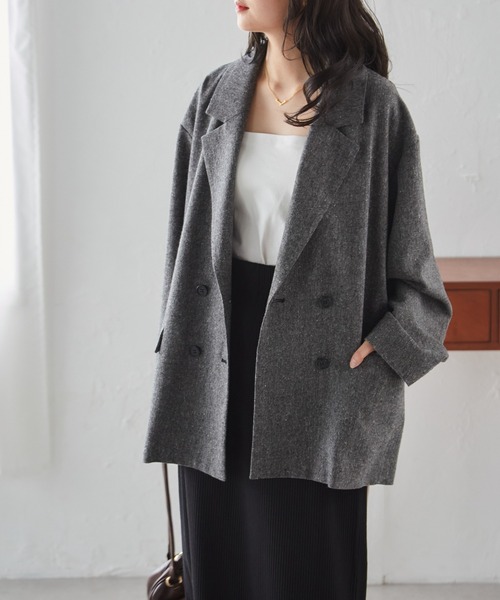 RANAN（ラナン）の「ダブルテーラードライトツイードジャケット（テーラードジャケット・レディース・ブラック/ベージュ・M/L）」の12枚目の写真