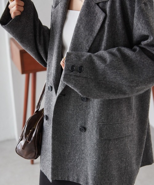 セール】ダブルテーラードツイードジャケット（テーラード