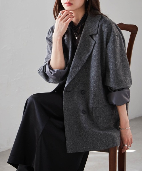 RANAN（ラナン）の「ダブルテーラードライトツイードジャケット（テーラードジャケット・レディース・ブラック/ベージュ・M/L）」の17枚目の写真