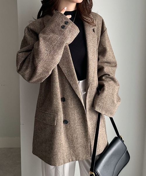 RANAN（ラナン）の「ダブルテーラードライトツイードジャケット（テーラードジャケット・レディース・ブラック/ベージュ・M/L）」の22枚目の写真