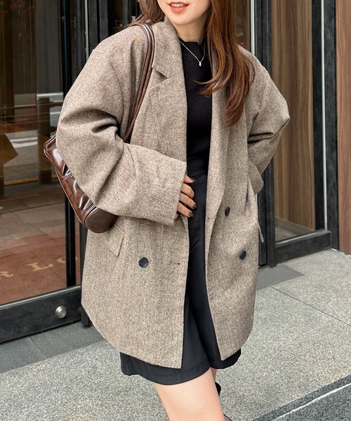 セール】【セットアップ対応】ダブルテーラードツイードジャケット