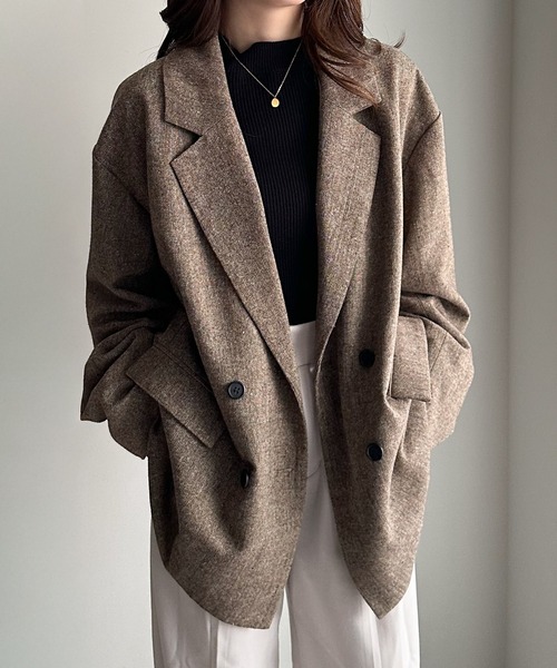 RANAN（ラナン）の「ダブルテーラードライトツイードジャケット（テーラードジャケット・レディース・ブラック/ベージュ・M/L）」の21枚目の写真