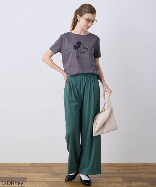 LE SOUK HOLIDAY(ルスークホリデー)の「Mickey Mouse/ロゴTシャツ【接触冷感】(Tシャツ/カットソー・レディース・オフホワイト/チャコールグレー/カーキ・M/L)」の14枚目の写真