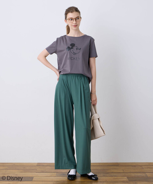 LE SOUK HOLIDAY(ルスークホリデー)の「Mickey Mouse/ロゴTシャツ【接触冷感】(Tシャツ/カットソー・レディース・オフホワイト/チャコールグレー/カーキ・M/L)」の15枚目の写真