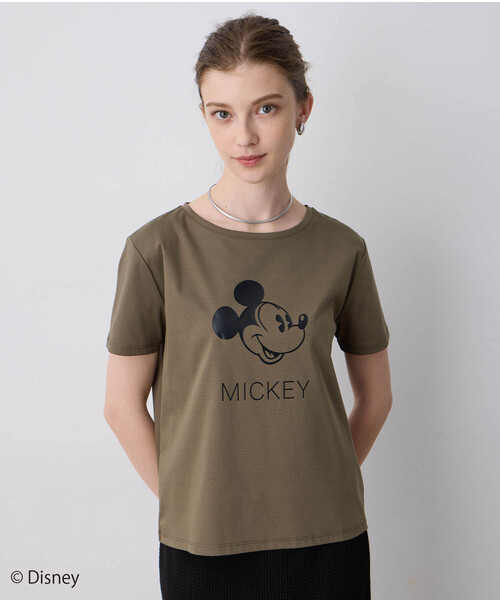 LE SOUK HOLIDAY(ルスークホリデー)の「Mickey Mouse/ロゴTシャツ【接触冷感】(Tシャツ/カットソー・レディース・オフホワイト/チャコールグレー/カーキ・M/L)」の16枚目の写真
