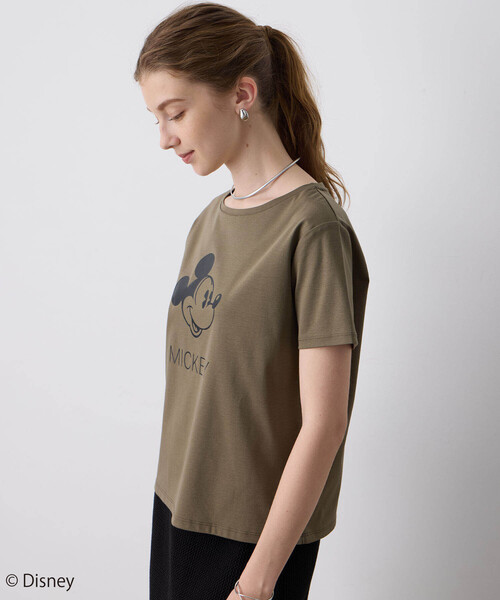 LE SOUK HOLIDAY(ルスークホリデー)の「Mickey Mouse/ロゴTシャツ【接触冷感】(Tシャツ/カットソー・レディース・オフホワイト/チャコールグレー/カーキ・M/L)」の17枚目の写真