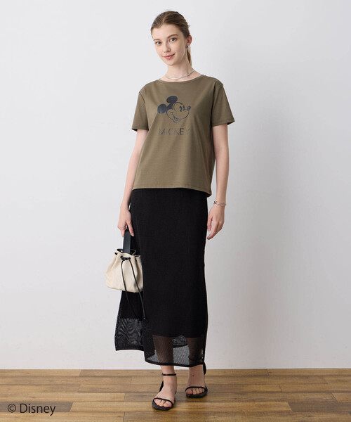 LE SOUK HOLIDAY(ルスークホリデー)の「Mickey Mouse/ロゴTシャツ【接触冷感】(Tシャツ/カットソー・レディース・オフホワイト/チャコールグレー/カーキ・M/L)」の18枚目の写真