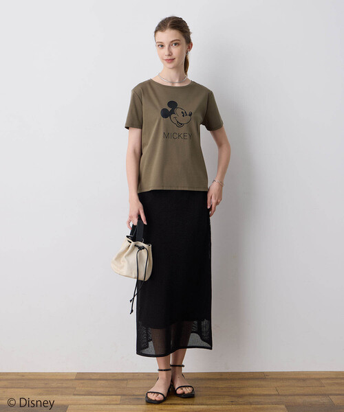 LE SOUK HOLIDAY(ルスークホリデー)の「Mickey Mouse/ロゴTシャツ【接触冷感】(Tシャツ/カットソー・レディース・オフホワイト/チャコールグレー/カーキ・M/L)」の19枚目の写真