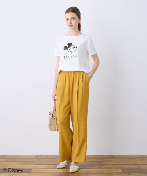 LE SOUK HOLIDAY(ルスークホリデー)の「Mickey Mouse/ロゴTシャツ【接触冷感】(Tシャツ/カットソー・レディース・オフホワイト/チャコールグレー/カーキ・M/L)」の5枚目の写真
