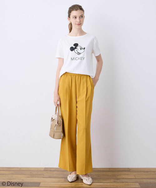 LE SOUK HOLIDAY(ルスークホリデー)の「Mickey Mouse/ロゴTシャツ【接触冷感】(Tシャツ/カットソー・レディース・オフホワイト/チャコールグレー/カーキ・M/L)」の6枚目の写真