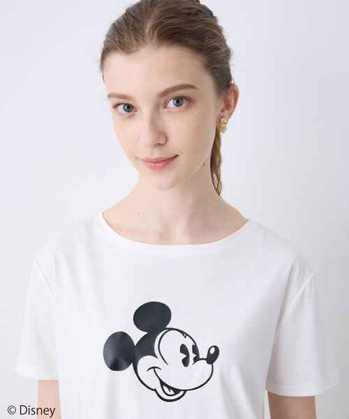 LE SOUK HOLIDAY(ルスークホリデー)の「Mickey Mouse/ロゴTシャツ【接触冷感】(Tシャツ/カットソー・レディース・オフホワイト/チャコールグレー/カーキ・M/L)」の8枚目の写真