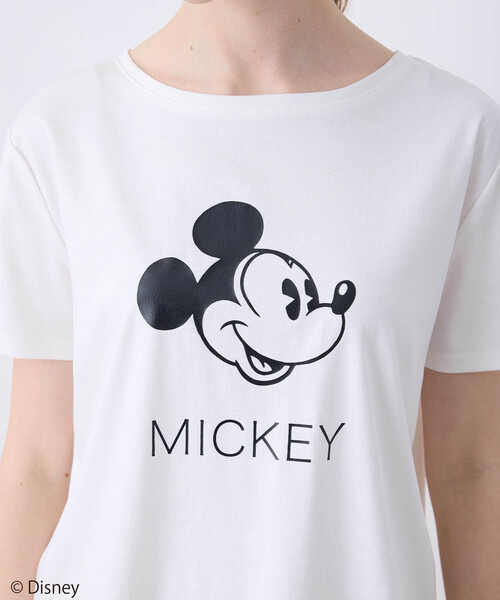 LE SOUK HOLIDAY(ルスークホリデー)の「Mickey Mouse/ロゴTシャツ【接触冷感】(Tシャツ/カットソー・レディース・オフホワイト/チャコールグレー/カーキ・M/L)」の9枚目の写真