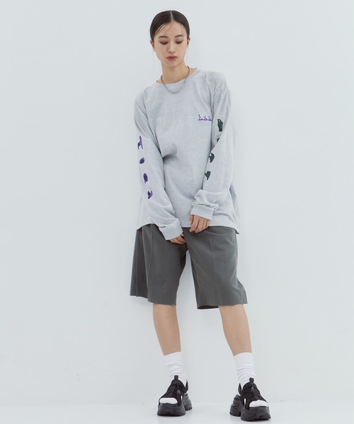 TOGA PULLA 変形トップス　ロンT TOGA PULLA/トーガプルラ】Print tee LS/プリントロングTシャツ