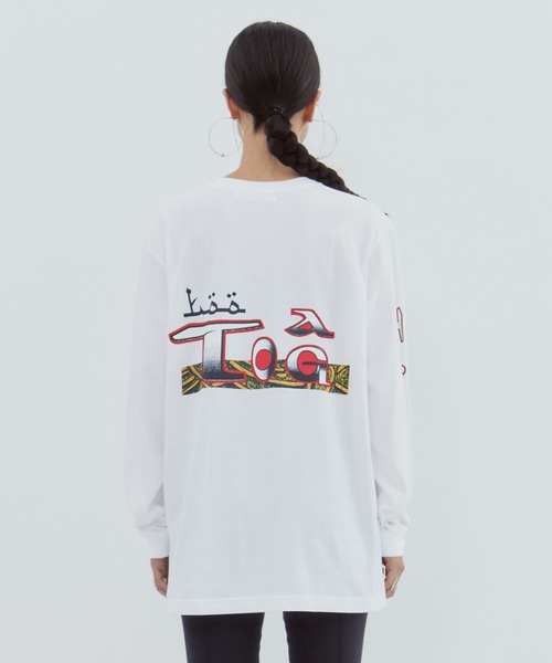 新品 TOGA PULLA ロング スリーブ カットソー/ホワイト 白 36 TOGA PULLA/トーガプルラ】Print tee LS/プリントロングTシャツ