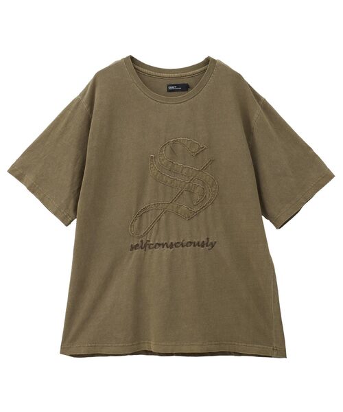 CRAFT STANDARD BOUTIQUE（クラフトスタンダードブティック）の「ピグメントアップリケTEE【ユニセックス】（Tシャツ/カットソー・レディース・ベージュ/グレー/チャコールグレー・M/L）」の4枚目の写真