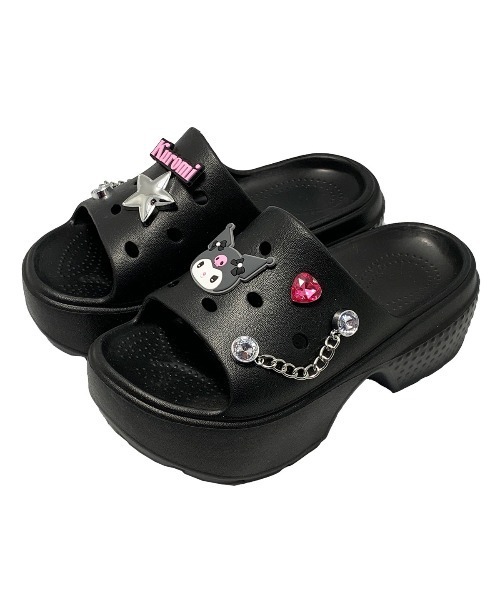 VIBGYOR(ヴィブジョー)の「【Sanrio】サンリオキャラクターズチェーン飾り付き厚底ヒールサンダル(MA)(サンダル・レディース・ブラック/ホワイト/パープル/ピンク・L/M)」の2枚目の写真