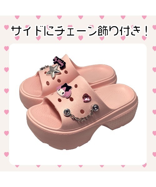 サンリオ　サンダル3種　！ Sanrio】サンリオキャラクターズチェーン飾り付き厚底ヒールサンダル