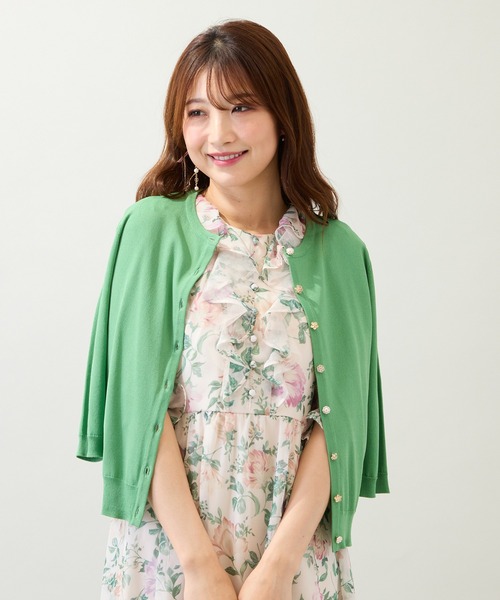 Rose Tiara（ローズティアラ）の「ビジューボタンニットカーディガン（カーディガン/ボレロ・レディース・ピンク/ブラック/グリーン・40/46/42/38）」の4枚目の写真