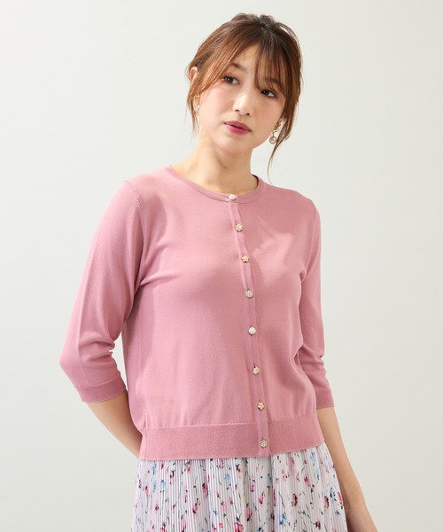 Rose Tiara（ローズティアラ）の「ビジューボタンニットカーディガン（カーディガン/ボレロ・レディース・ピンク/ブラック/グリーン・40/46/42/38）」の8枚目の写真