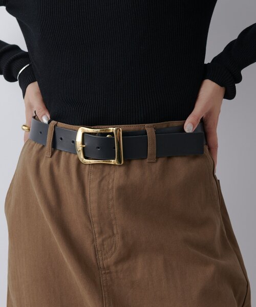 RIVE DROITE（リヴドロワ）の「【MONN.:. （モン）】ゴールドメタルレザーベルト（ベルト・レディース・ブラック/ダークブラウン・FREE）」の3枚目の写真