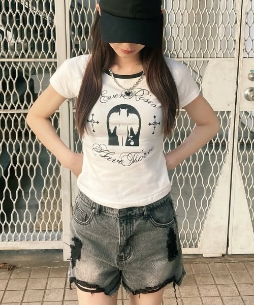 Tシャツ・カットソー [NIIER NOR] BAD ANGEL SLIM TEE A'GEM/9 × .kom 『NIIER NOR/ニーアノア』BAD ANGEL SLIM TEE