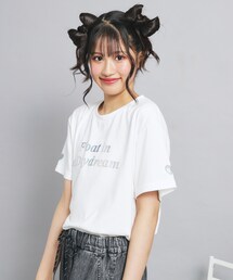 PINK-latte（ピンクラテ）の「オーロラプリントハートあきTシャツ（Tシャツ/カットソー・キッズ）」