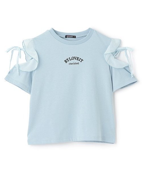 by LOVEiT（バイラビット）の「【大好評につき再入荷】【接触冷感】肩リボンバックハートTシャツ（Tシャツ/カットソー・キッズ・ブラック/サックスブルー/ピンク・120cm/130cm/140cm/150cm/160cm）」の3枚目の写真