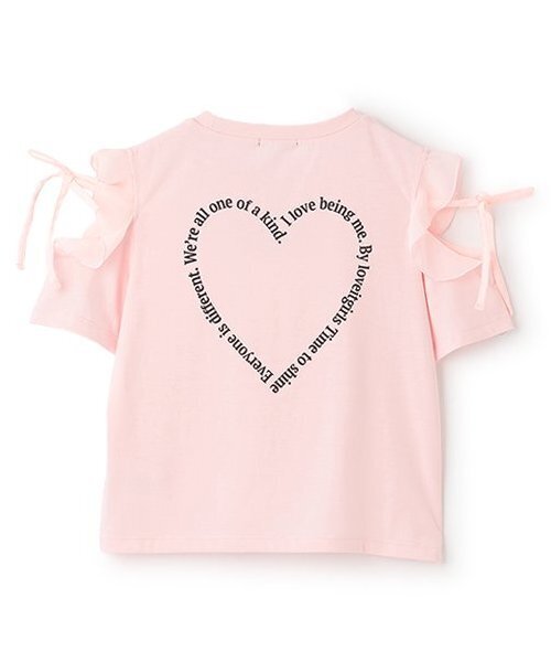 by LOVEiT（バイラビット）の「【大好評につき再入荷】【接触冷感】肩リボンバックハートTシャツ（Tシャツ/カットソー・キッズ・ブラック/サックスブルー/ピンク・120cm/130cm/140cm/150cm/160cm）」の4枚目の写真