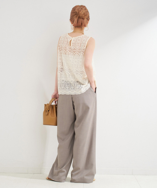 B.C STOCK(ベーセーストック)の「【WEB限定】手洗い可 / 総レースノースリーブブラウス(シャツ/ブラウス・レディース・アイボリー/ブラック・FREE)」の20枚目の写真