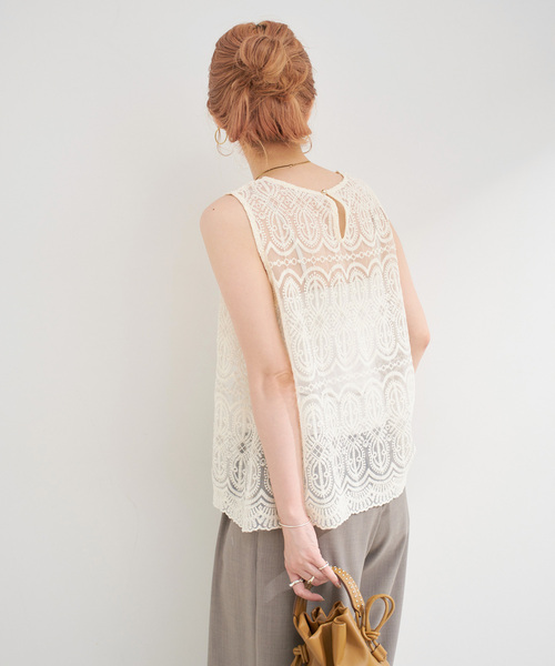 B.C STOCK(ベーセーストック)の「【WEB限定】手洗い可 / 総レースノースリーブブラウス(シャツ/ブラウス・レディース・アイボリー/ブラック・FREE)」の17枚目の写真