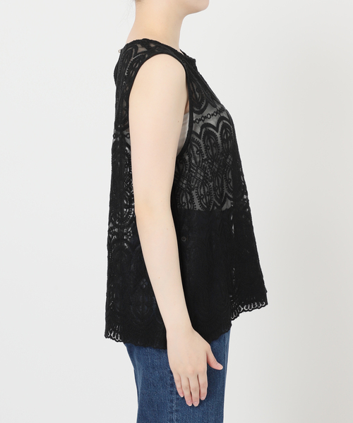B.C STOCK(ベーセーストック)の「【WEB限定】手洗い可 / 総レースノースリーブブラウス(シャツ/ブラウス・レディース・アイボリー/ブラック・FREE)」の10枚目の写真