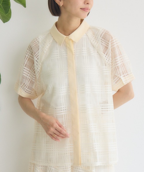 KATHARINE ROSS（キャサリンロス）の「【KATHARINE ROSS】シアーチェックシャツ（シャツ/ブラウス・レディース・ブラック/アイボリー・MEDIUM）」の2枚目の写真