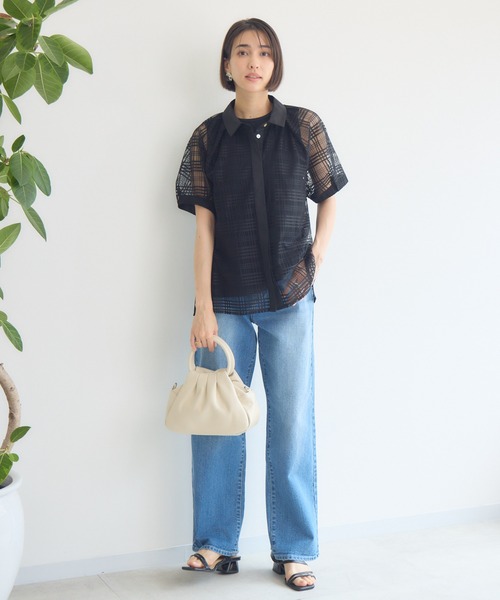 KATHARINE ROSS（キャサリンロス）の「【KATHARINE ROSS】シアーチェックシャツ（シャツ/ブラウス・レディース・ブラック/アイボリー・MEDIUM）」の5枚目の写真