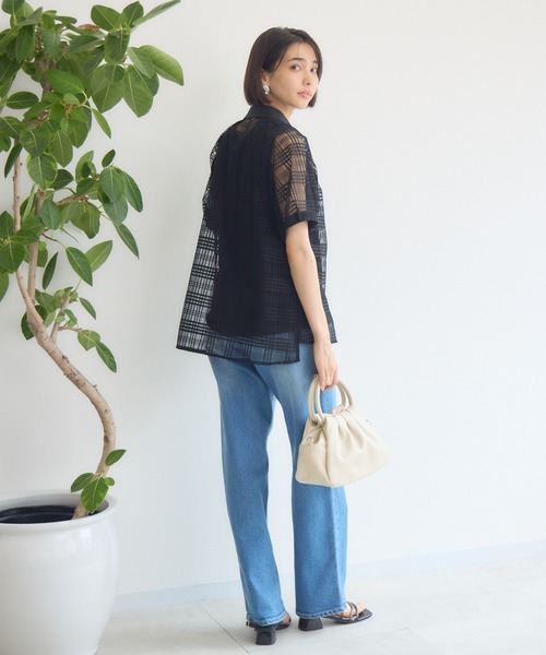 KATHARINE ROSS（キャサリンロス）の「【KATHARINE ROSS】シアーチェックシャツ（シャツ/ブラウス・レディース・ブラック/アイボリー・MEDIUM）」の7枚目の写真