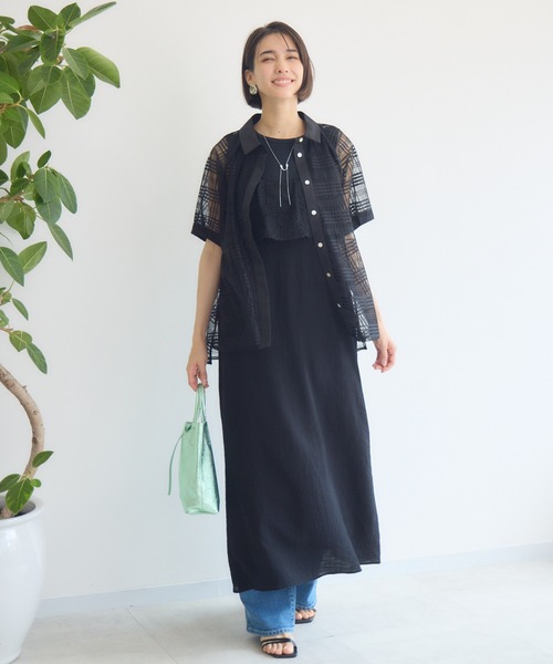 KATHARINE ROSS（キャサリンロス）の「【KATHARINE ROSS】シアーチェックシャツ（シャツ/ブラウス・レディース・ブラック/アイボリー・MEDIUM）」の3枚目の写真