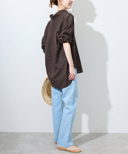 SLOBE IENA（スローブイエナ）の「《追加2》リネンコットンレギュラーシャツ（シャツ/ブラウス・レディース・スカイブルー/ブラウン/ホワイト・FREE）」の13枚目の写真