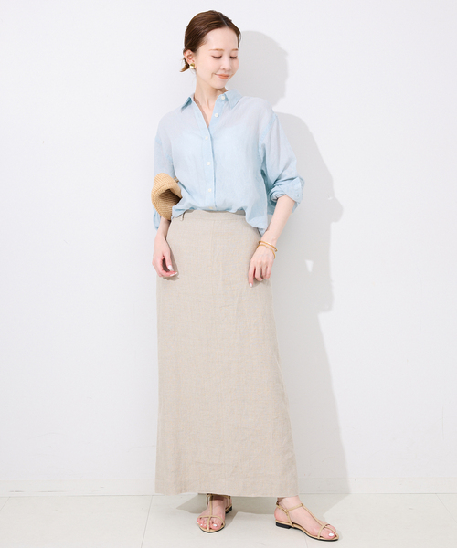 SLOBE IENA（スローブイエナ）の「《追加2》リネンコットンレギュラーシャツ（シャツ/ブラウス・レディース・スカイブルー/ブラウン/ホワイト・FREE）」の18枚目の写真