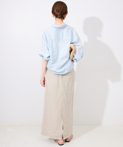 SLOBE IENA（スローブイエナ）の「《追加2》リネンコットンレギュラーシャツ（シャツ/ブラウス・レディース・スカイブルー/ブラウン/ホワイト・FREE）」の20枚目の写真