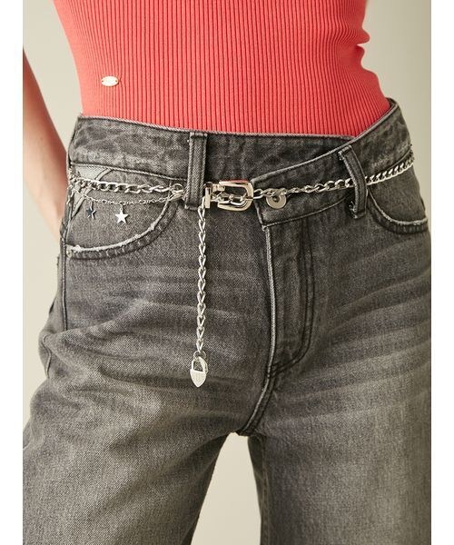 LILY BROWN（リリーブラウン）の「ステップウエストワイドデニムパンツ（デニムパンツ・レディース・ブラック/ピンク/ブルー・0/1）」の18枚目の写真