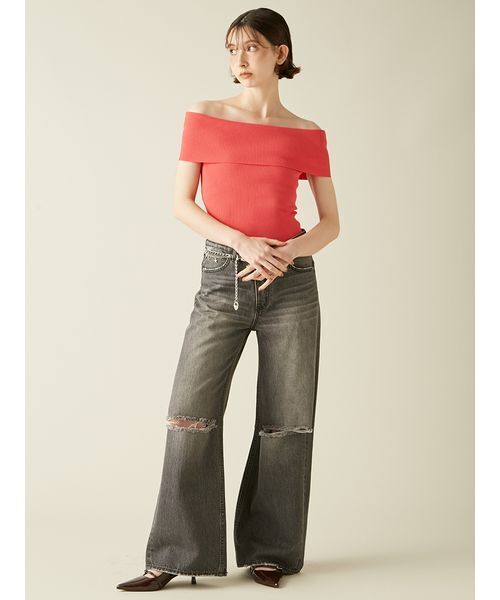 LILY BROWN（リリーブラウン）の「ステップウエストワイドデニムパンツ（デニムパンツ・レディース・ブラック/ピンク/ブルー・0/1）」の19枚目の写真