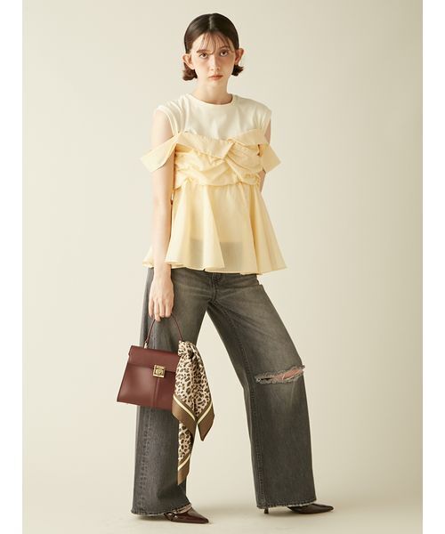 LILY BROWN（リリーブラウン）の「ステップウエストワイドデニムパンツ（デニムパンツ・レディース・ブラック/ピンク/ブルー・0/1）」の20枚目の写真