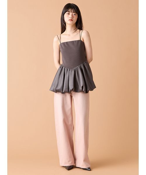 セール】ステップウエストワイドデニムパンツ（デニムパンツ）｜LILY