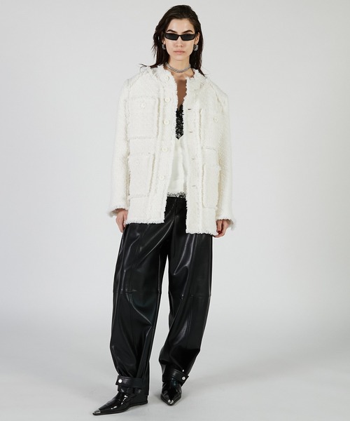 PRANK PROJECT（プランクプロジェクト）の「Fauxレザージョガーパンツ / Faux Leather Jogger Pants（その他パンツ・レディース・ライトイエロー/ブラック/レッド・38/36）」の19枚目の写真