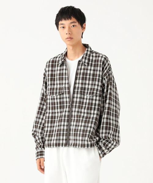 BEAMS（ビームス）の「ワイドショートフィット メッシュ ジップアップ シャツ（シャツ/ブラウス・メンズ・ブラウン/ネイビー・XL/L/M/S）」の11枚目の写真