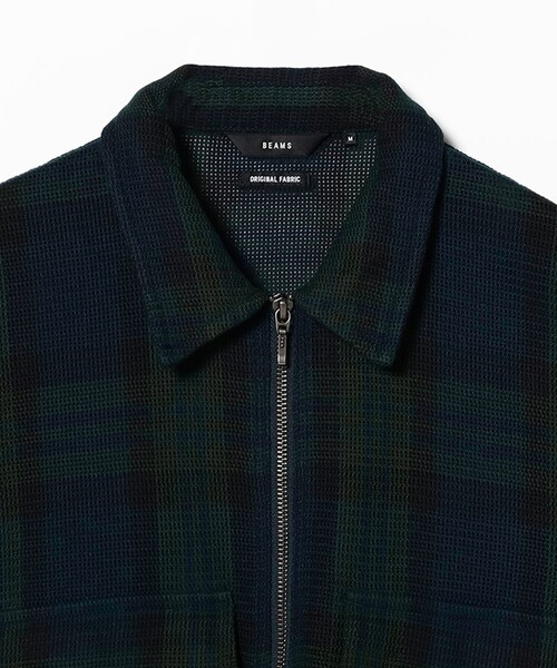 BEAMS（ビームス）の「ワイドショートフィット メッシュ ジップアップ シャツ（シャツ/ブラウス・メンズ・ブラウン/ネイビー・XL/L/M/S）」の4枚目の写真