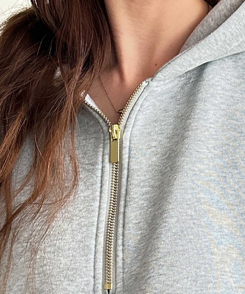 GeeRA（ジーラ）の「<裏起毛>セットアップ風ハーフジップスウェットドッキングワンピース（ワンピース・レディース・杢グレー/ブラック・MEDIUM/LARGE）」の13枚目の写真