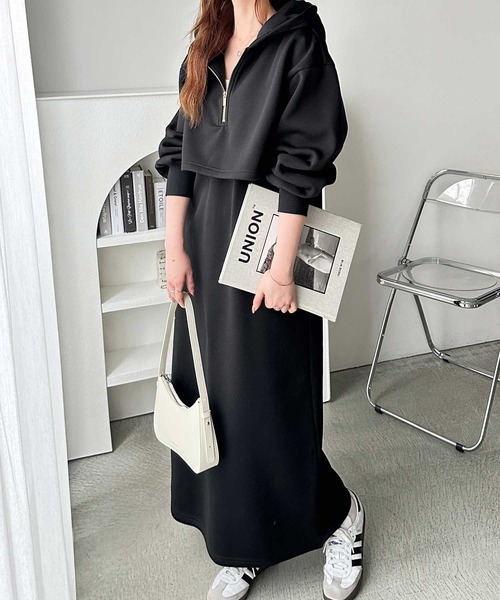 PEARLYGATES 裏起毛ワンピース サイズ1 フラウグラット 全身すっぽり包まれる安心感 かるホカ裏起毛ロング