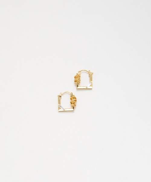LAPUIS（ラピュイ）の「LAPUIS(ラピュイ) Coil Frame pierced earrings（ピアス（両耳用）・レディース・ゴールド/マルチ・FREE）」の6枚目の写真