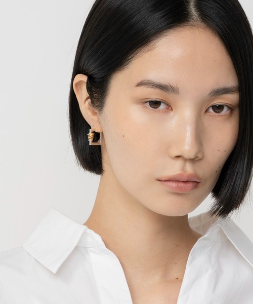 LAPUIS（ラピュイ）の「LAPUIS(ラピュイ) Coil Frame pierced earrings（ピアス（両耳用）・レディース・ゴールド/マルチ・FREE）」の19枚目の写真