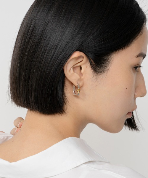 LAPUIS（ラピュイ）の「LAPUIS(ラピュイ) Coil Frame pierced earrings（ピアス（両耳用）・レディース・ゴールド/マルチ・FREE）」の21枚目の写真